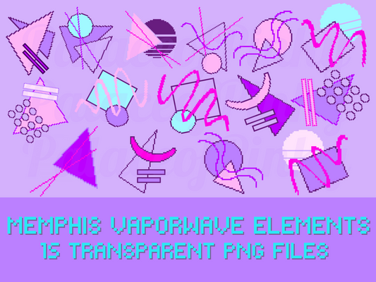 Memphis Vaporwave clip art elements
